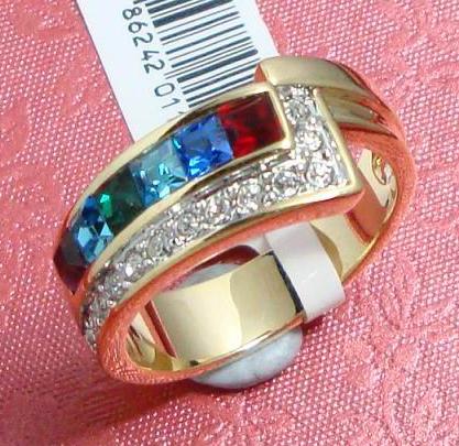 BY-PASS SWAROVSKI CRYSTALS RAINBOW TILES RING-size6/9
